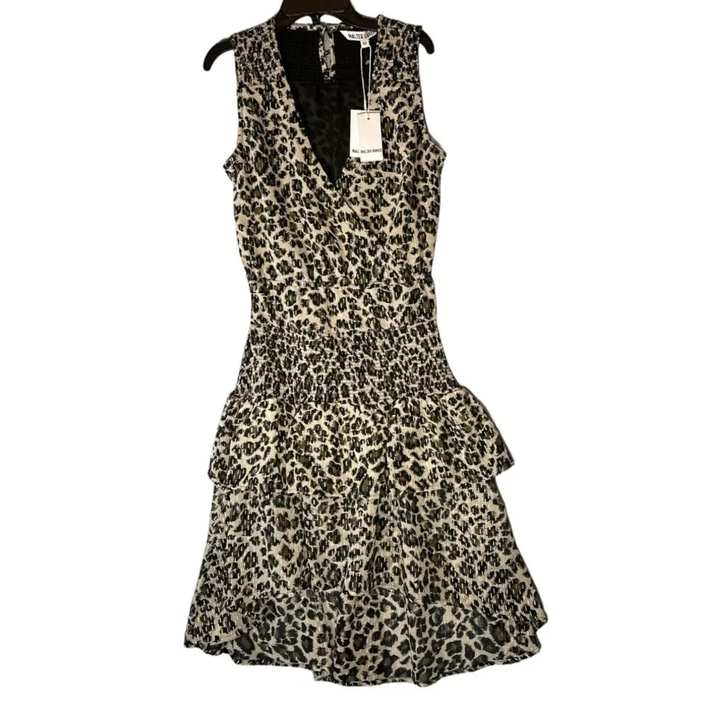 Walter Baker Leandria Dress Surplice Hi-Low Tiered Ruffle Hem Leopard Print NEW - Picture 4 of 17